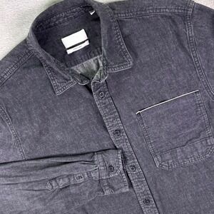 7 For All Mankind Men's Dark Gray Japanese Fabric Denim Button Down Shirt Sz XL